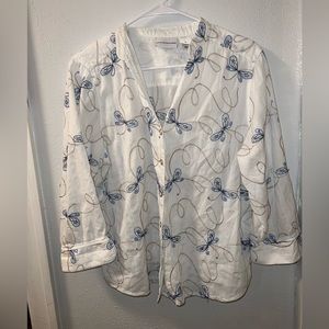 Alfred Dunner butterfly button up top, size 16/XL
